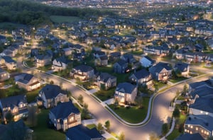 A residential neighborhood of homes