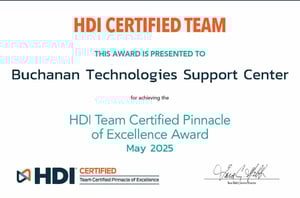 HDI signed award certificate for Pinnacle of excellence